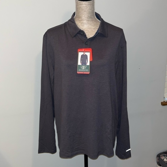 G.H Bass Performance Polo Long sleeve shirt Quick Dry Black UPF-50, size Medium - Picture 1 of 8